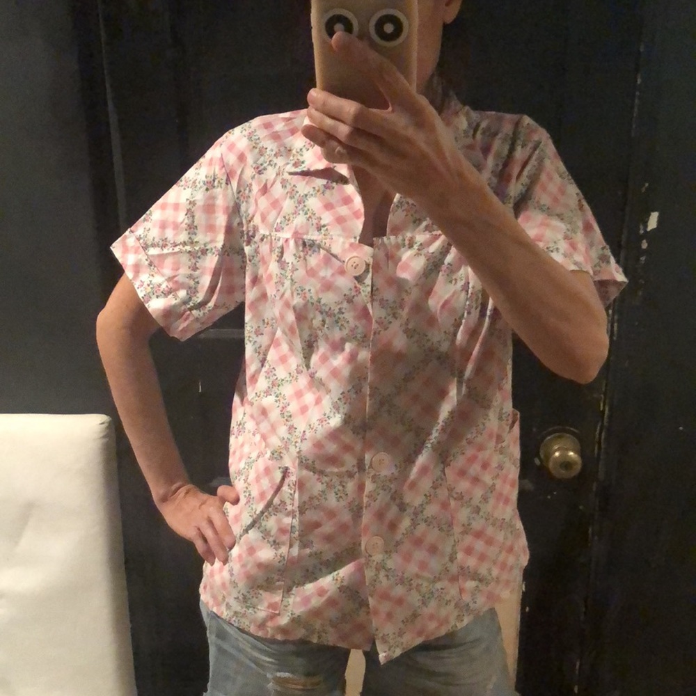 1950s Retro-Style Smock Top Rockabilly, Pink and White, EUC - Picture 3 of 6